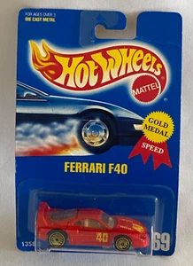 VTG Hot Wheels Ferrari F40 w/Gold 3sp Wheels Collector #69 Gold Medal Speed - Picture 1 of 18