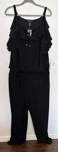 New I.N.C Internacional Concepts Women’s Jumpsuit Wide Leg Ruffle Black Size 1XL - Picture 1 of 11
