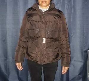 ADD Womens Down hood interchange short Jacket Brown Size S(46) - Picture 1 of 11