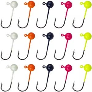50pcs Painted Round Jig Heads Fishing Hook Crappie Bass Lures Bait 1/64 1/32 oz - Picture 1 of 9