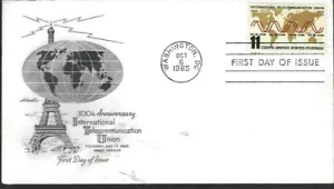 ITU EIFFEL TOWER INTL TELECOMMUNICATIONS UNION 1865-1965 ARTMASTER FDC UNADD - Picture 1 of 1