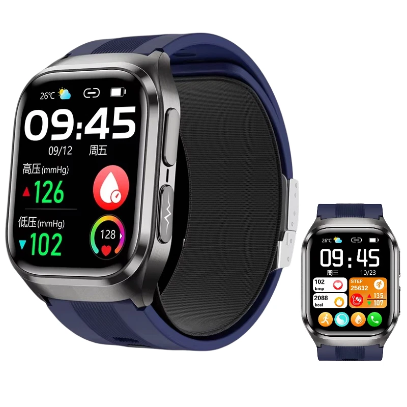 2.06" ECG Luftpumpe Airbag Genau Blutsauerstoffdruck Smartwatch S17 SOS NFC - Bild 1 von 4