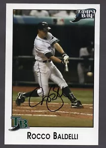 ROCCO BALDELLI Fotografia Firmata Tampa Bay Devil Rays BASEBALL Foto Autografata - Foto 1 di 1