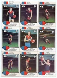 1975 Scanlens FULL Team Set MELBOURNE 10 Cards - Unmarked CHECKLIST - Picture 1 of 4