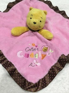 Disney Baby Winnie The Pooh Cuddly Security Blanket Lovey pink Plush Rattle - Picture 1 of 5
