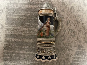 RARE - GERMAN STEIN MUG, MAPSA MUSICAL SWISS MOVEMENT, Oonau so blau - Picture 1 of 3