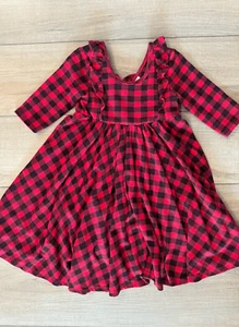 Remie Girl Gingham Buffalo plaid Pocket Twirl Dress Size 5 Christmas Holiday - Picture 1 of 3