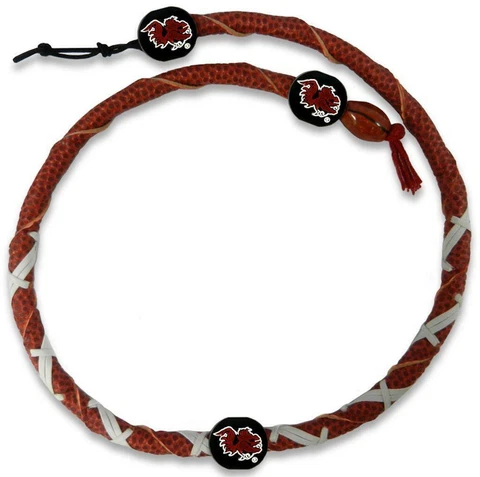 South Carolina Gamecocks Classic Spiral Football Necklace [NEW] Jewelry Leather Cover