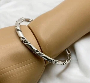 Silver Tone Twisted Rope Bangle Bracelet Fashion Jewelry - Picture 1 of 6