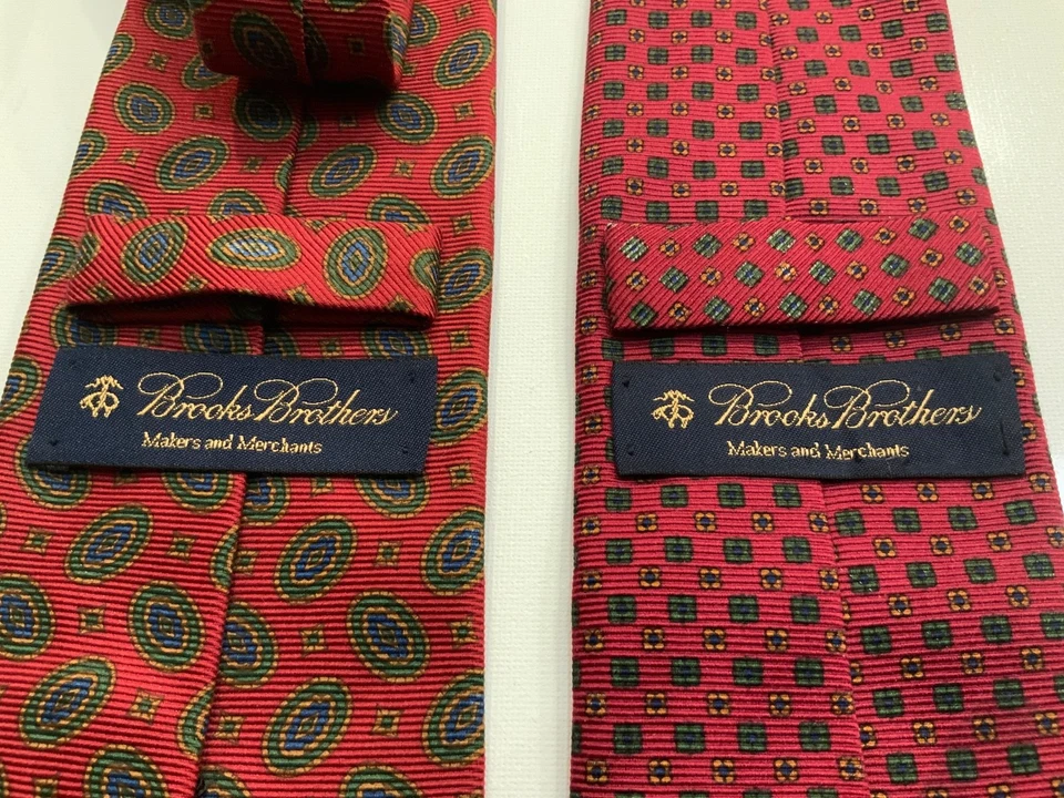 2 Brooks Brothers Makers MENS Repp Ties w/geometric patterns silk 3.25” wide - Image 1 of 4