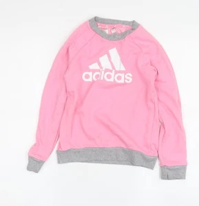 adidas Girls Pink Sweatshirt 7-8 Years Logo Pullover - Picture 1 of 12