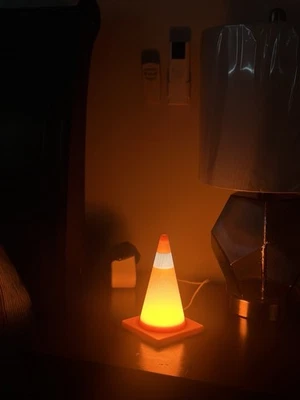 Orange Construction Traffic Cone LED Night Lamp Desk Gag Gift Birthday - Image 1 of 4