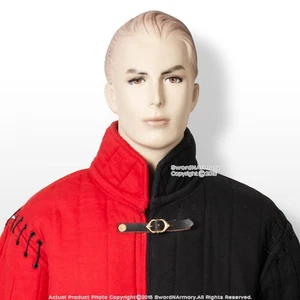 Black Red Gambeson Type I Medieval Padded Armour Coat SCA Fighting Jacket - Picture 1 of 11