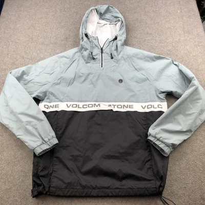 Volcom Jacket Mens XL Gray Black Anorak Pullover Hooded Windbreaker Half Zip - Image 1 of 4