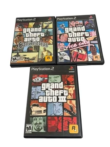 Grand Theft Auto III 3, San Andreas, Vice City PlayStation 2 PS2 Lote de tres juegos - Imagen 1 de 6