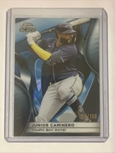 2025 Topps Chrome Black #135 Junior Caminero Blue Lava Refractor #/150 - Picture 1 of 2