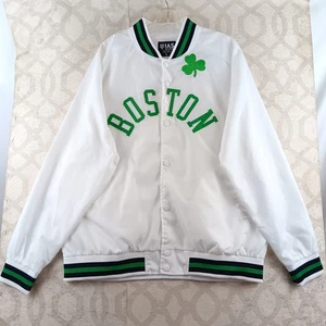 Boston Celtics Jacket Mens Large IAS Branding White Green Logo Lightweight Satin - Picture 1 of 10