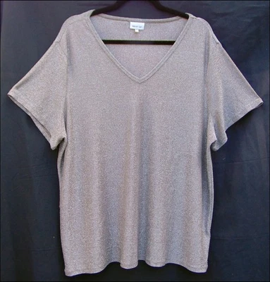 NEXT SP top taupe sparkle v-neck short sleeved party top shirt size 22  UK - Image 1 of 4