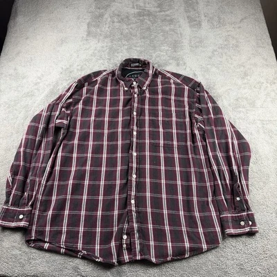 Haggar Clothing Long Sleeve Button Up Shirt Mens Large Black Red Plaid - Image 1 of 4