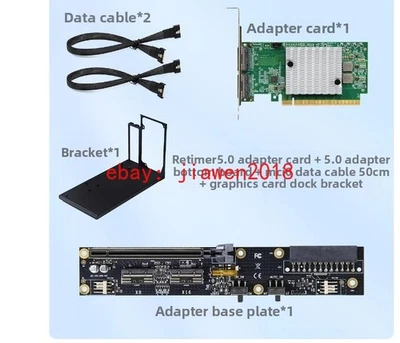 External PCI Express 5.0 x16 To Two MCIO X16 X8 SFF-TA-1016 8i Retimer Adapter  - Image 1 of 4
