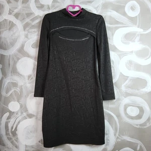 OK SANA Kleid schwarz Gr. 46 (US 14/16) Stretch Bolero Cutout Strass sexycon - Bild 1 von 6