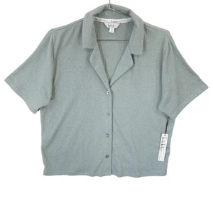Nicole Miller Shirt Womens M Seafoam Green Rayon Blend Button Up Short Sleeve - Picture 1 of 10