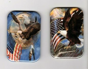 AMERICAN FLAG WITH EAGLE  2  REFRIGERATOR MAGNET  2" X 3"  WITH ROUNDED CORNER - Picture 1 of 4