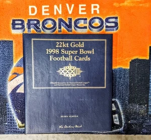 22kt Gold 1998 Denver Broncos Super Bowl Football Cards Complete Set - Picture 1 of 12