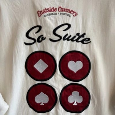 CR Elements Eastside Cannery Casino Hombres XL Seda S/S Botón Frontal Crema Poker Foto 1 de 4