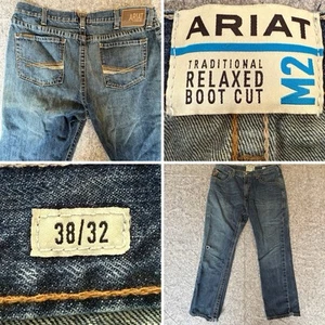 Ariat M2 Jeans Uomo 38x32 Tradizionale Relaxed Fit Bootcut (PICCOLO FORO NELLA GAMBA) - Foto 1 di 23