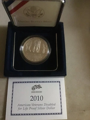 2010 American Veterans, Disabled For Life, US Silver Dollar Proof - Image 1 of 2