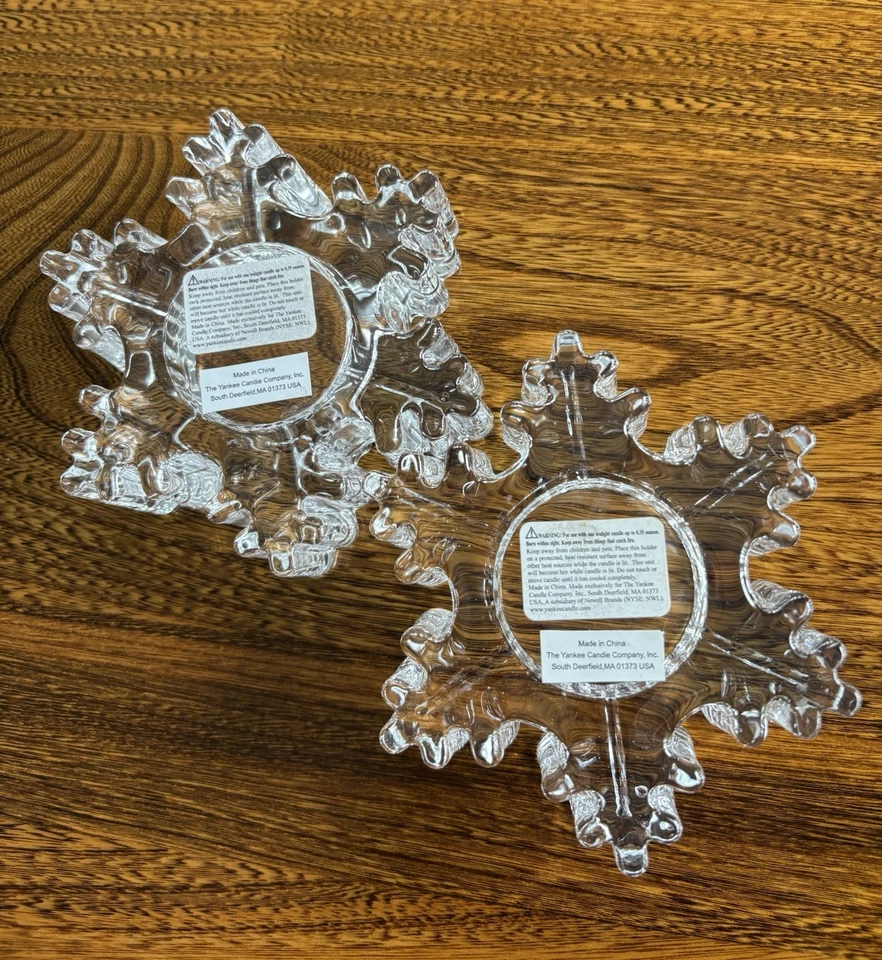 Yankee Candle Glass Cristal Copo de Nieve Té Luz Candelabros, Juego de 2 Foto 1 de 4