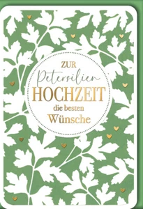 Petersilienhochzeit Glückwunschkarte mit Briefumschlag Blätter auf grün - Bild 1 von 1