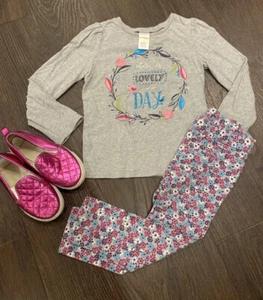 Gymboree Girls 4 Outfit Set Long Sleeve Shirt Floral Pants “Lovely Day” Shoes 11 - Picture 1 of 12