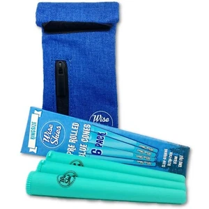 Wise Skies Small Blue Smell Proof Bag Set Cone Tubes Cone Holder Cones Bundle - Picture 1 of 2