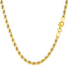 10k Amarillo Oro Macizo Diamante Corte Collar de Cadena de Cuerda, 3.5mm