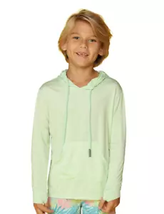 Ingear Boy Hoodie T Shirt Large 10 12 Mint Long Sleeve UPF 50 Pullover Thumbhole - Picture 1 of 8