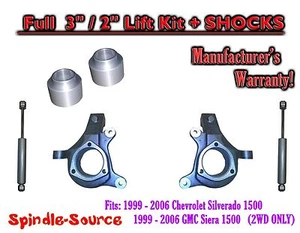 3" / 2" Lift Kit Spindles Spacer SUVs + SHOCKS FOR 00 - 06 Chevrolet GMC 1500 - Picture 1 of 1