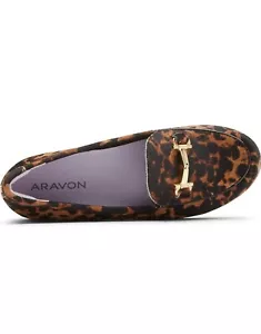 Aravon Loafer Women's 7 B Leopard Print Slip On Casual Comfort Abbey Bit Shoes - Picture 1 of 4
