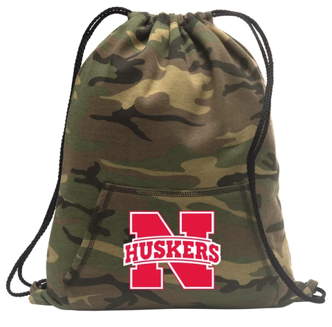 University of Nebraska Backpack CAMO Drawstring Bag Pack CLASSIC HOODY DESIGN! Cover