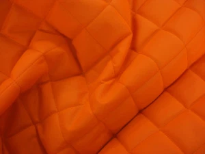 QUILTED FABRIC Waterproof UK Manufactured Outdoor Jacket Upholstery - Flo Orange - Picture 1 of 1