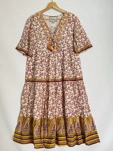 BNWT NEW Escape By OQ Dress Orientique Size 10 Villa Verade 100% Cotton & Lined - Picture 1 of 12