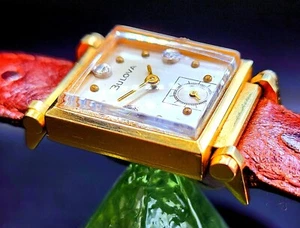 Vintage BULOVA 14K Solid Gold 1950's Diamond Men's Watch W/ Superb Rotating Lugs - Picture 1 of 4