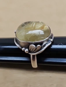 Anello donna vintage quarzo rutilato sterling 925 misura 6-3/4 - Foto 1 di 7