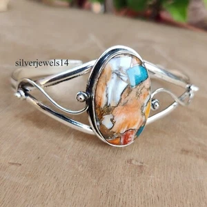 Brazalete Oyster Turquesa 925 Brazalete Hecho a Mano Brazalete Piedras Preciosas - Imagen 1 de 6