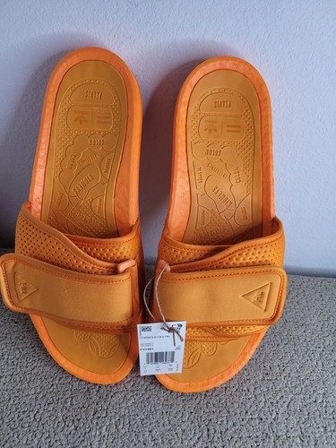 Adidas Originals Pharrell nuove con etichette da uomo 11 Chancletas arancioni HU Boost Slides FV7621