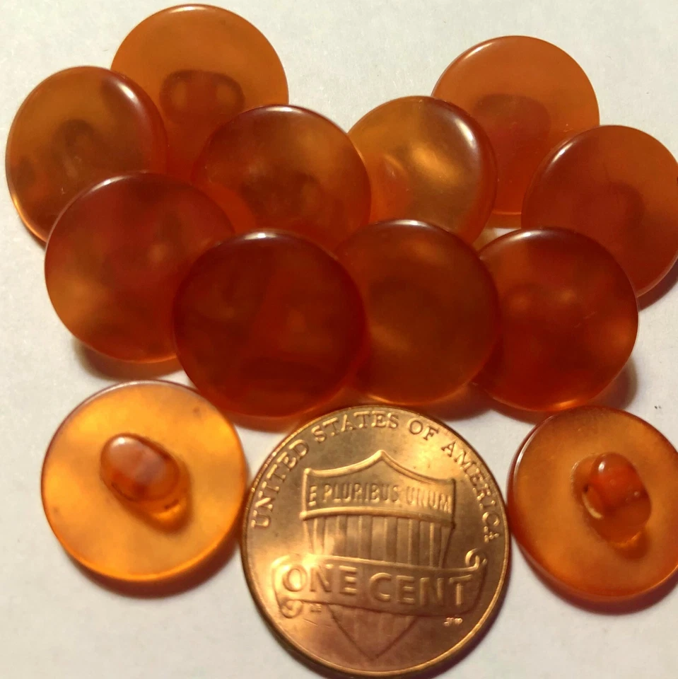 12 Pearlized Burnt Orange Plastic Shank Buttons 9/16" 14mm 10333 - Image 1 of 1