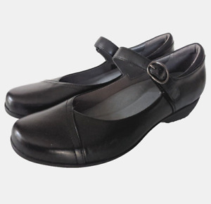 Dansko Fawna Mary Jane Shoes US 12 11.5 Black Milled Nappa Leather 42 Comfort