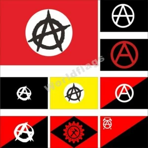 Anarchie Flagge 3X5FT Anarchist A Symbol Rojava Anarcho-Syndikalist Brasilien Banner - Bild 1 von 17
