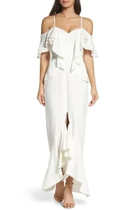 C/meo Collective Covet Ruffle Off The Shoulder Gown in Ivory Size XL  L17214 - Picture 1 of 4
